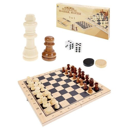 Шашки, нарды, шахматы ИН-9464 настольная игра рыжий кот набор 3в1 нарды шашки шахматы ин 7510