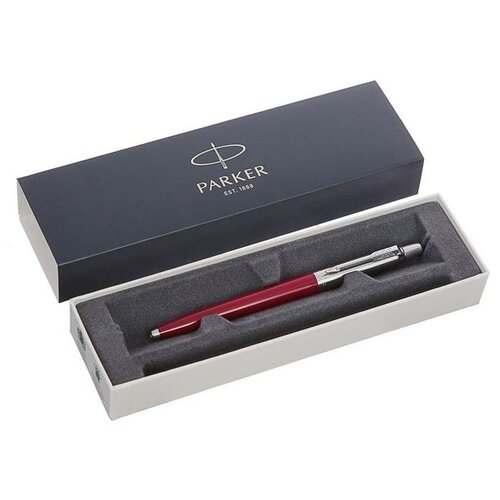 Ручка шариковая Parker Jotter K60 красный M, корпус из нержавеющей стали, синие чернила (R0033330) 4 .