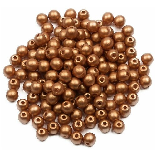 Стеклянные чешские бусины, круглые, Round Beads, 3 мм, цвет Alabaster Metallic Copper, 150 шт.