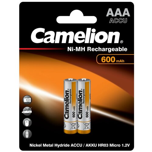 Аккумулятор AAA/R03 NI-MN 600мА.ч BP-2 (блист.2шт) Camelion CAMELION NH-AAA600BP2 (1 шт.)