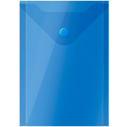 Папка-конверт на кнопке OfficeSpace, А6 (105*148мм), 150мкм, полупрозрачная, синяя, 20 шт