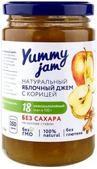 Джем Yummy jam натуральный яблочный с корицей без сахара, банка, 350 г