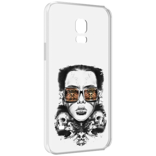 Чехол MyPads девушка с черепами в очках женский для Samsung Galaxy S5 mini задняя-панель-накладка-бампер
