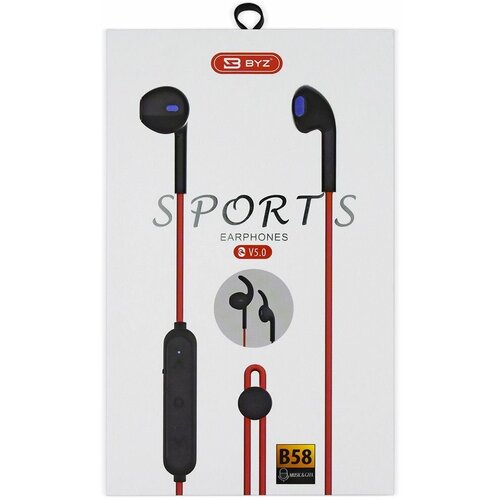 Наушники беспроводные BT ver 50 BYZ B58 вкладыши с микрофоном 73mAh красный 144000₽