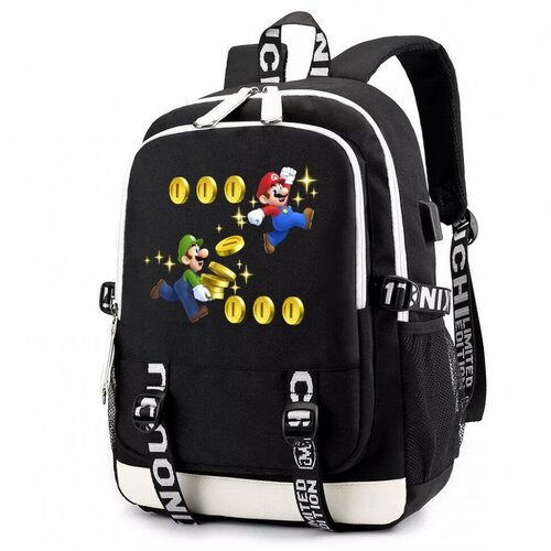 Рюкзак Супер Марио (Super Mario) черный с USB-портом №3 рюкзак супер марио super mario черный 3