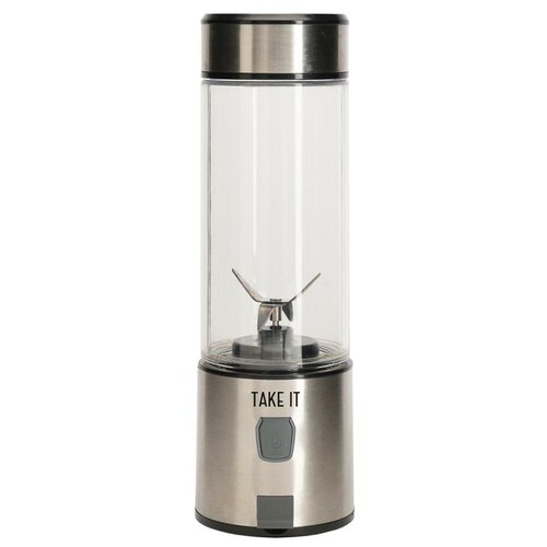 Портативный блендер на аккумуляторе Take IT X4-1 Серый для правильного питания 4 острых лезвия и двигатель мощностью 74 В 15000 - 16000 оборотов в минуту емкость батареи 5100 мАч объем чаши 400 мл материал корпуса нержавеющая сталь и пищевой пласти 326000₽