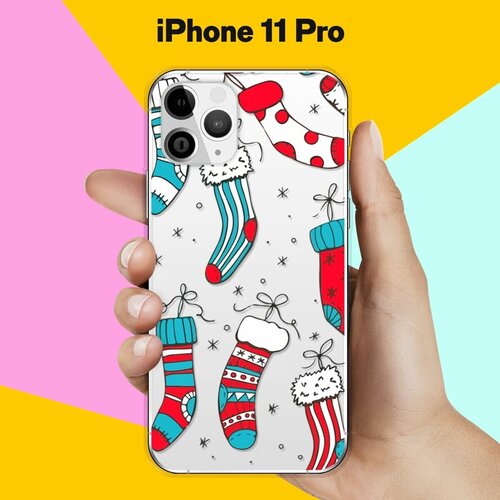 Силиконовый чехол новогодний Носочки на Apple iPhone 11 Pro силиконовый чехол новогодний ёлка кот на apple iphone 11