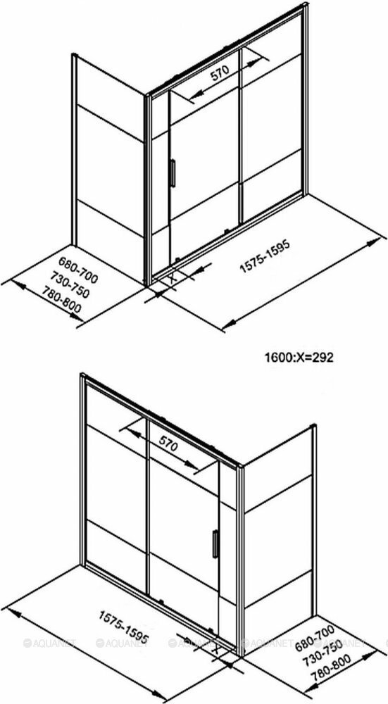 Шторка для ванны Aquanet Practic AE10-B-160H150U-CP