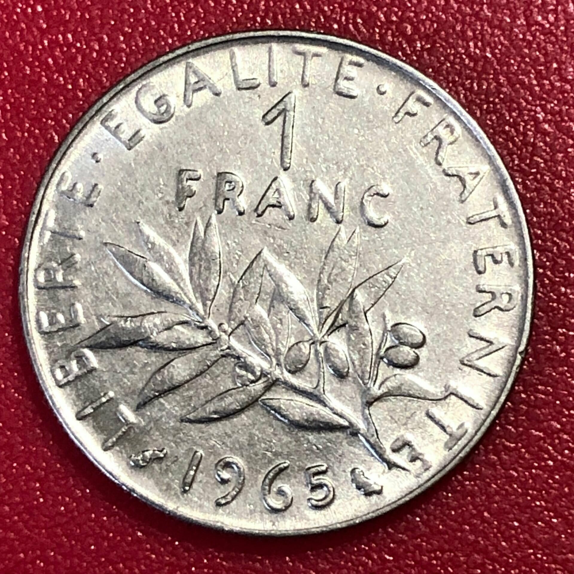 Монета Франция 1 франк 1965 год #2-7