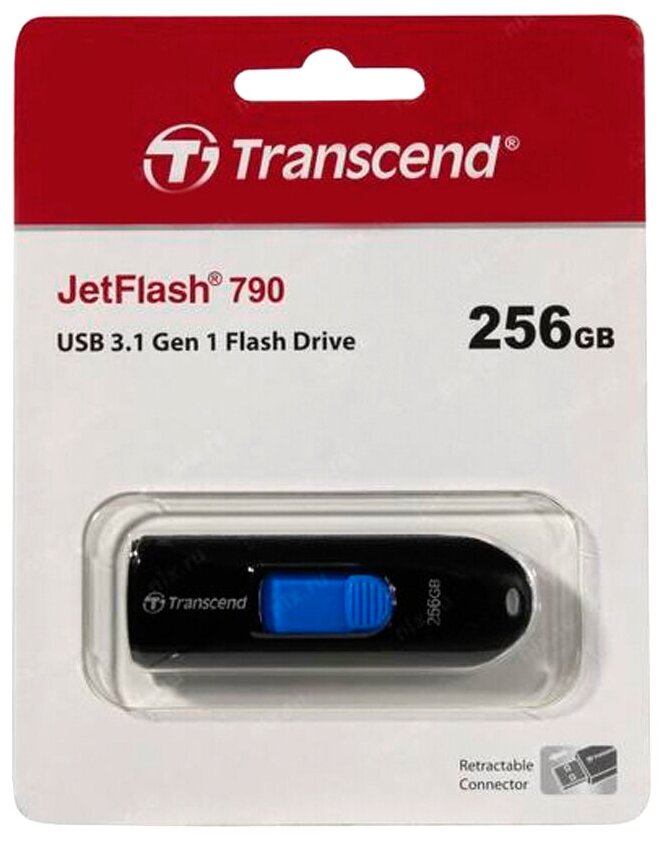 Флешка USB TRANSCEND Jetflash 790 256Гб, USB3.0, черный и синий [ts256gjf790k] - фото №9