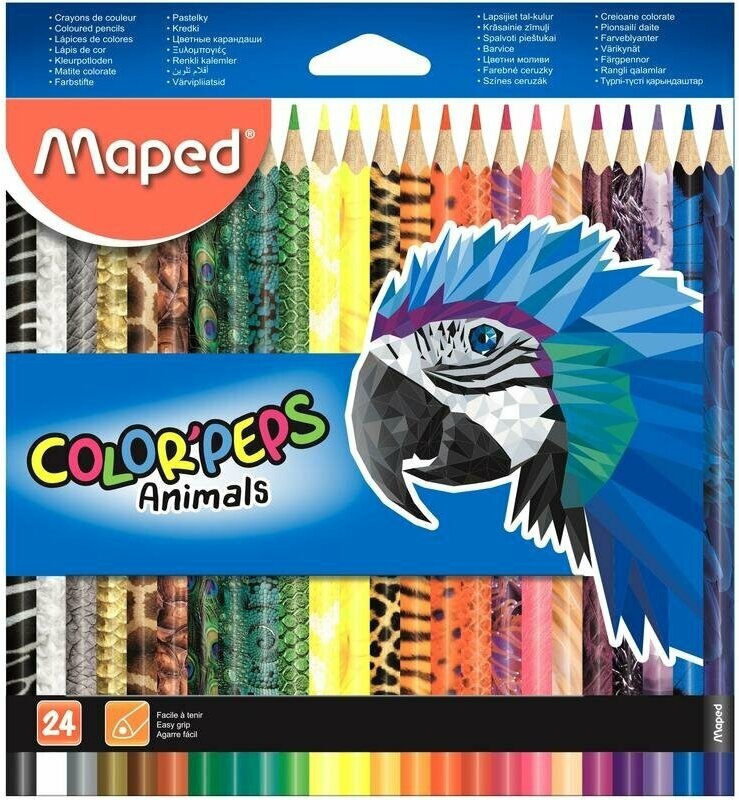 Карандаши трёхгранные 24 цвета, Color Peps Animals