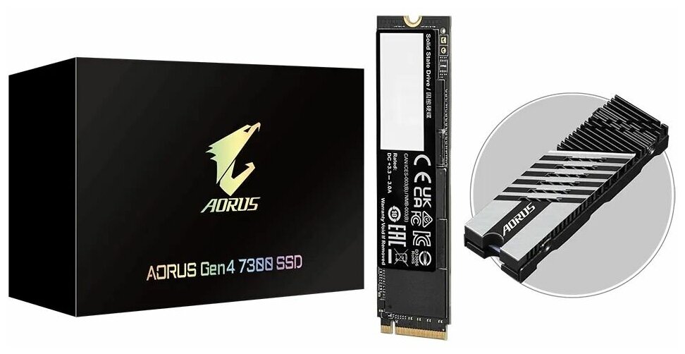 SSD накопитель GIGABYTE Aorus Gen4 7300 AG4731TB 1ТБ, M.2 2280, PCIe 4.0 x4, NVMe, M.2