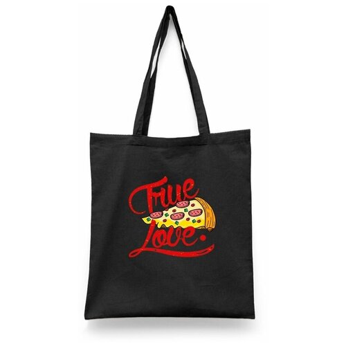 фото Сумка-шоппер унисекс каждому своё "пицца/pizza/еда" черная