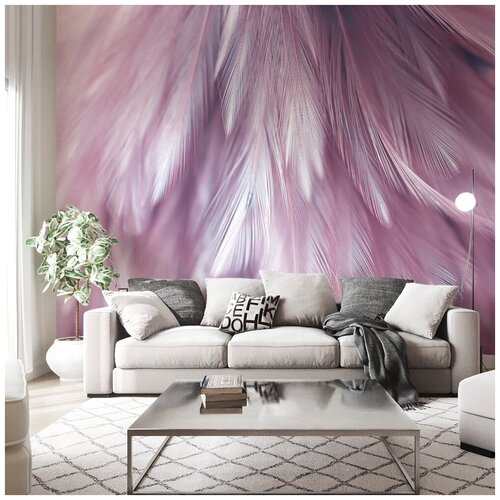 Фотообои 3D Розовая нежность 300х270 ШхВ Фотообои 3D на стену флизелиновые 300х270 Фотообои в гостиную спальню зал кухню с перьями Обои виниловые на флизелиновой основе с перьями перья 7250₽