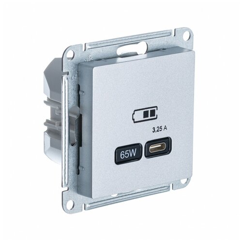 Systeme Electric AtlasDesign алюминий USB розетка тип-C 65W высокоскор. заряд. QC, PD, механизм ATN000327 (5 шт.)