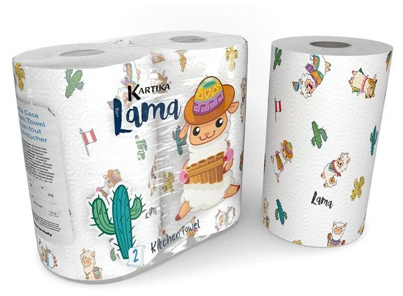 Полотенца бумажные World Cart "Лама" Kartika Collection KGLAM-KT-01, 2 слоя, 2 рул/70 л