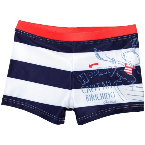 фото Плавки-шорты chicco, размер 092, принт пират на корабле (сине-белая полоска)