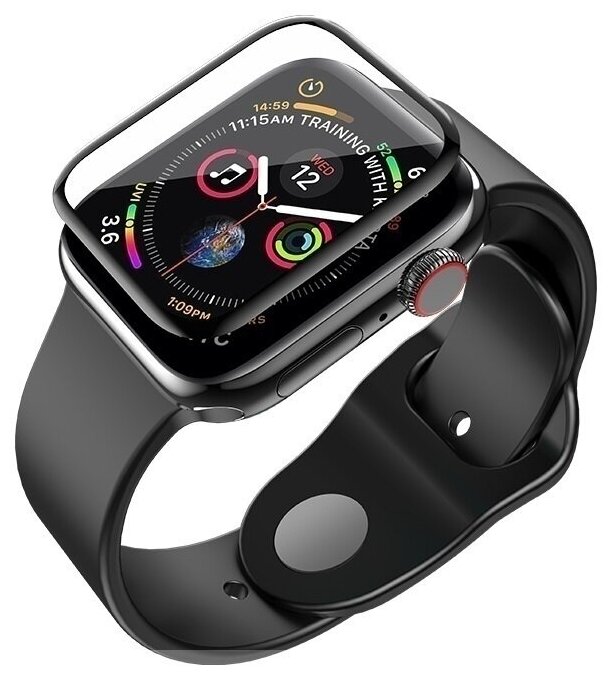 Защитное стекло 3D на Apple Watch Series 4 5 6 SE (эпл вотч) 44