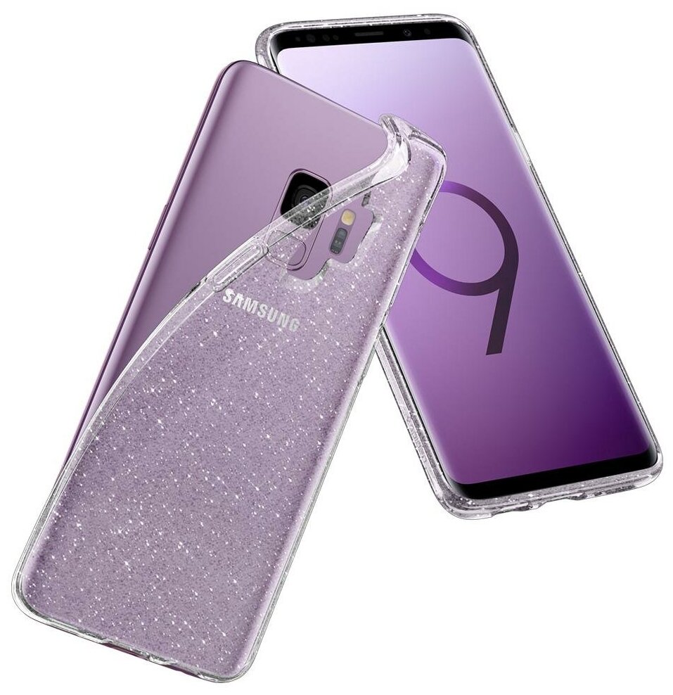 Spigen Чехол Spigen Liquid Crystal Glitter Crystal Quartz для Samsung Galaxy S9 прозрачный кварц 592CS22831