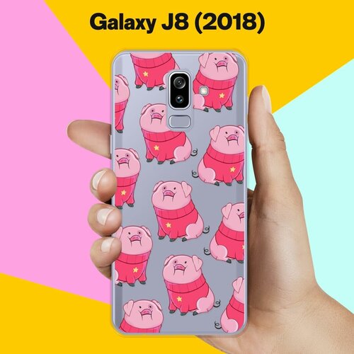 Силиконовый чехол на Samsung Galaxy J8 (2018) Поросята / для Самсунг Галакси Джи 8 2018 жидкий чехол с блестками розовый фламинго крупный план на samsung galaxy j8 самсунг галакси джей 8