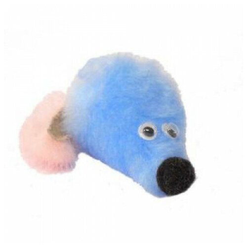 Petto GoSi игрушка Мышь с мятой голубой мех с хвостом из натуральной норки на веревке шт