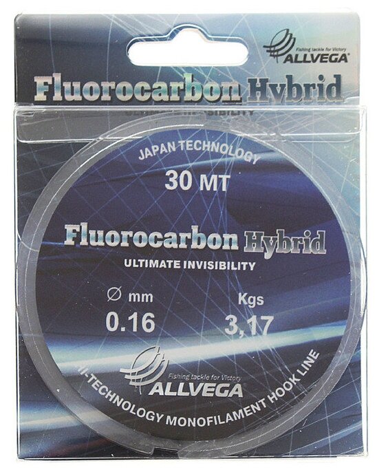 Флюорокарбон Allvega "FLUOROCARBON Hybrid" 0.16мм (30м) (3,17кг)(прозрачная)