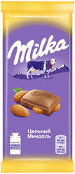 Шоколад Milka молочный с цельным миндалем, 85 г