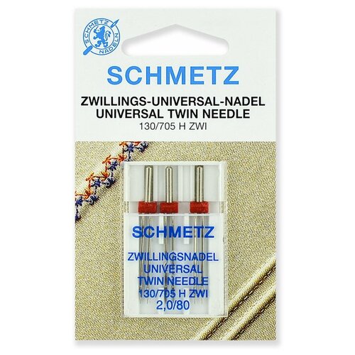 игла иглы schmetz 130 705 h zwi 2 80 двойные универсальные серебристый 3 шт Игла/иглы Schmetz 130/705 H ZWI 2/80 двойные универсальные, серебристый, 3 шт.