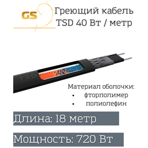 Кабель нагревательный саморегулирующийся TSD-40P 38 м 1520 Вт