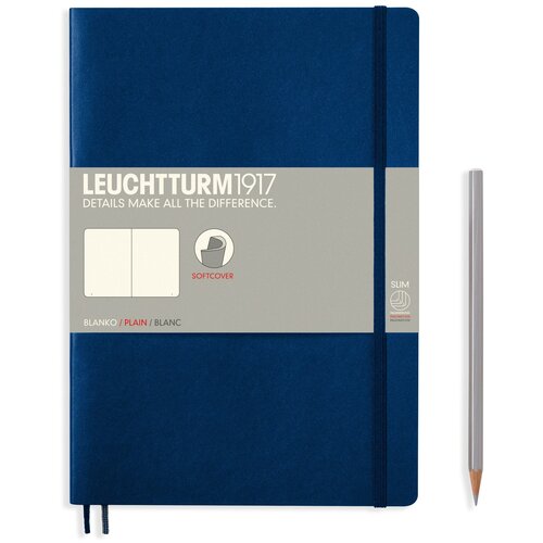 Записная книжка блокнот в мягкой обложке Leuchtturm В5 (нелинованная), темно-синяя