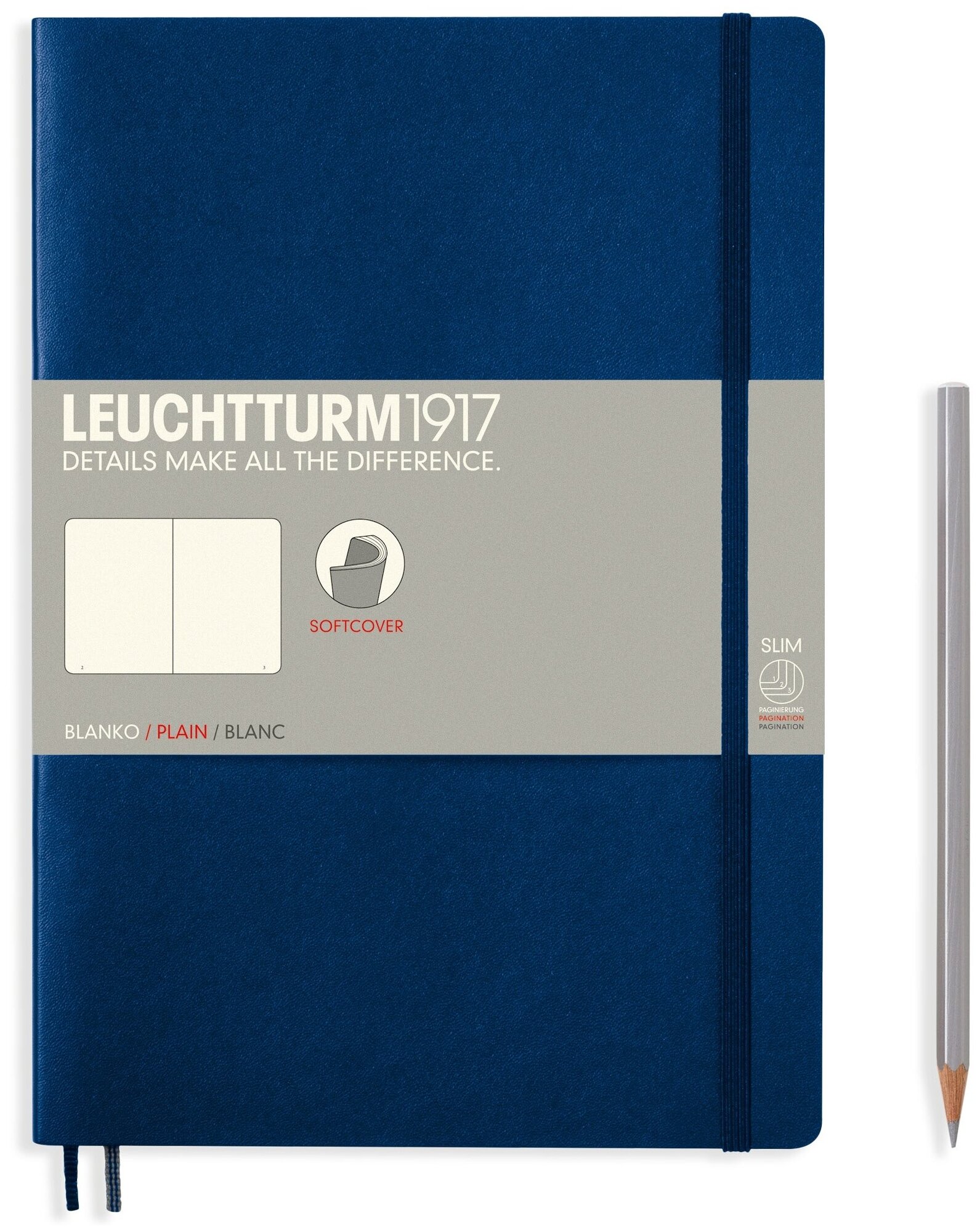 Записная книжка Leuchtturm Composition В5, нелинованная, темно-синий, 123 страниц, мягкая обложка