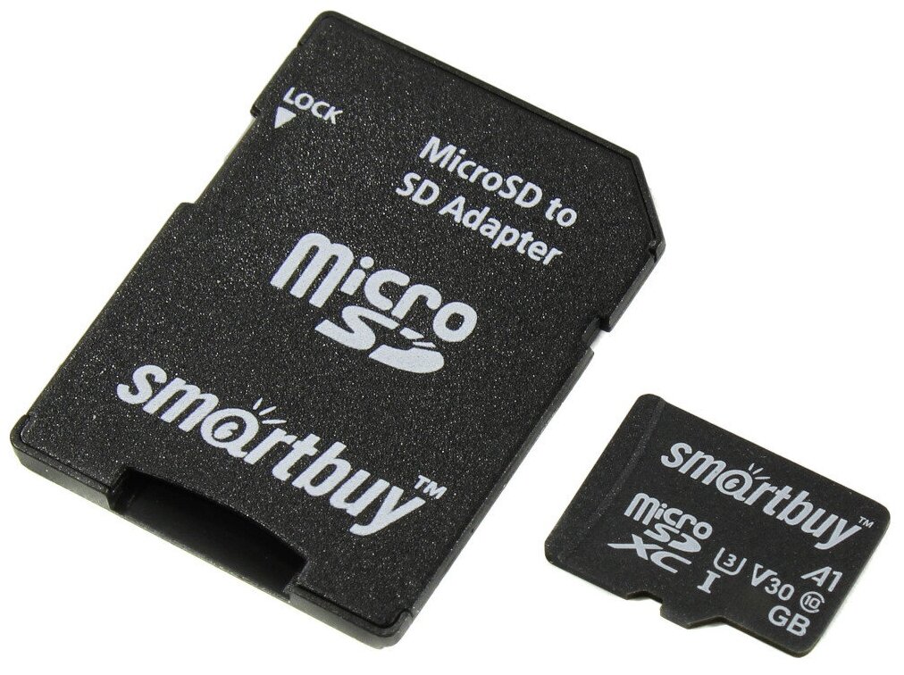 128Gb - SmartBuy MicroSD Class 10 Advanced U3 V30 A1 SB128GBSDU1A-AD с адаптером SD (Оригинальная!)