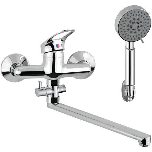 RUS52 смеситель для ванны,одноручковый,40мм,излив плоский-35см,с аксессуарами,латунь AquaKratos АК2052RUS