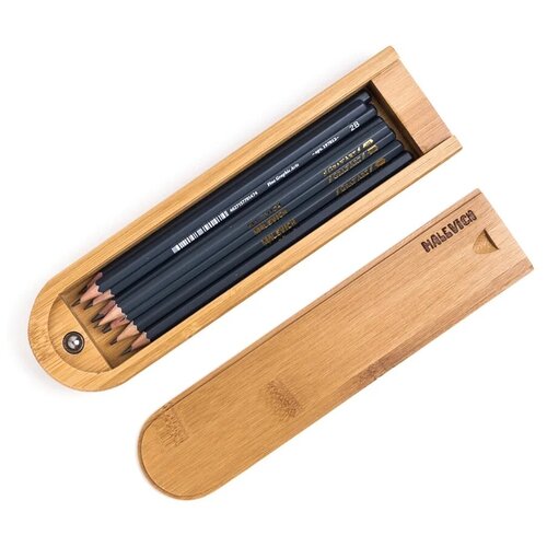 Набор чернографитных карандашей малевичъ в пенале из бамбука