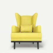 Кресло мягкое с ушами Фантазёр D-6 (желтый) на высоких ножках, для отдыха и чтения книг. В гостиную, балкон, спальню и переговорную комнату.