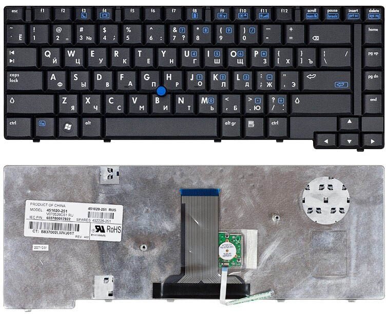 Клавиатура для HP Compaq 6037B0012922 русская, черная с указателем