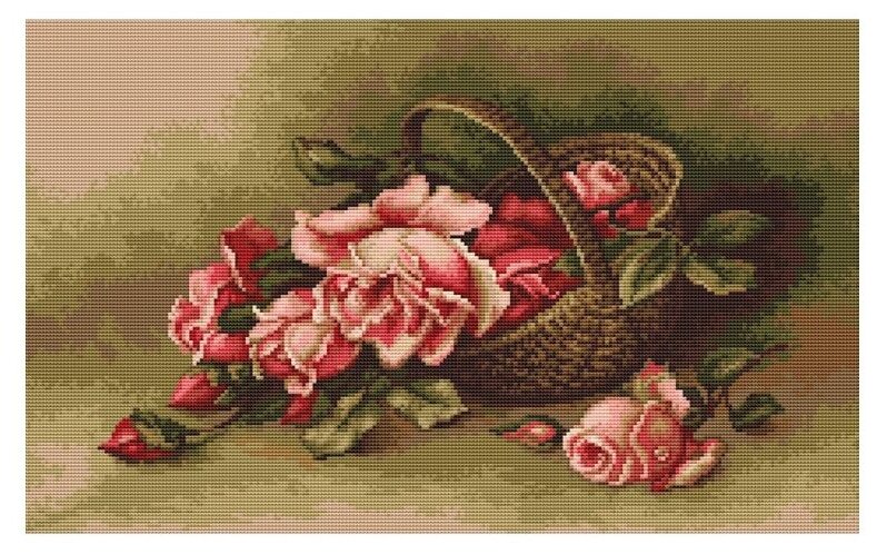 Набор для вышивания «Корзина с розами», 24x15 см, Luca-S