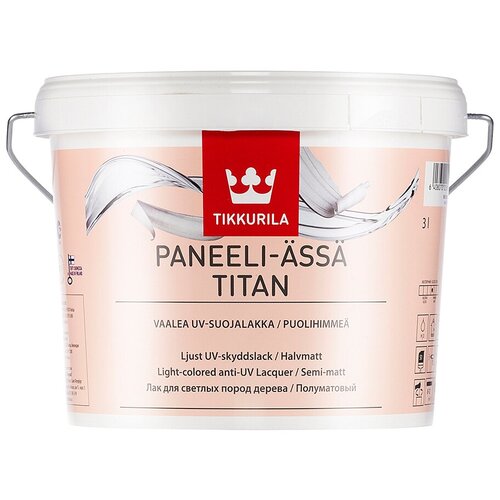 Лак акрилатный полуматовый Paneeli-Ässä Titan (Панели-Ясся Титан) TIKKURILA 3 л бесцветный