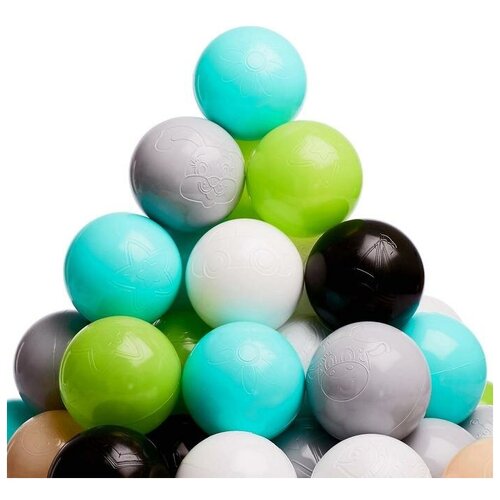 Набор шаров 150 шт, цвета: бирюзовый, серый, белый, чёрный, салатовый, бежевый, диаметр шара — 7,5 см