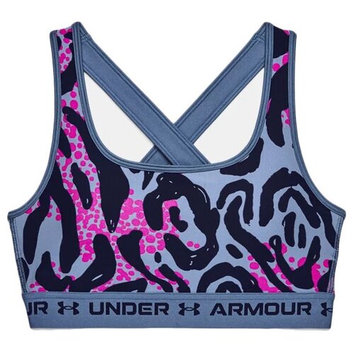 фото Топ-бра under armour mid crossback printed sports размер sm, mineral blue/midnight navy - 470
