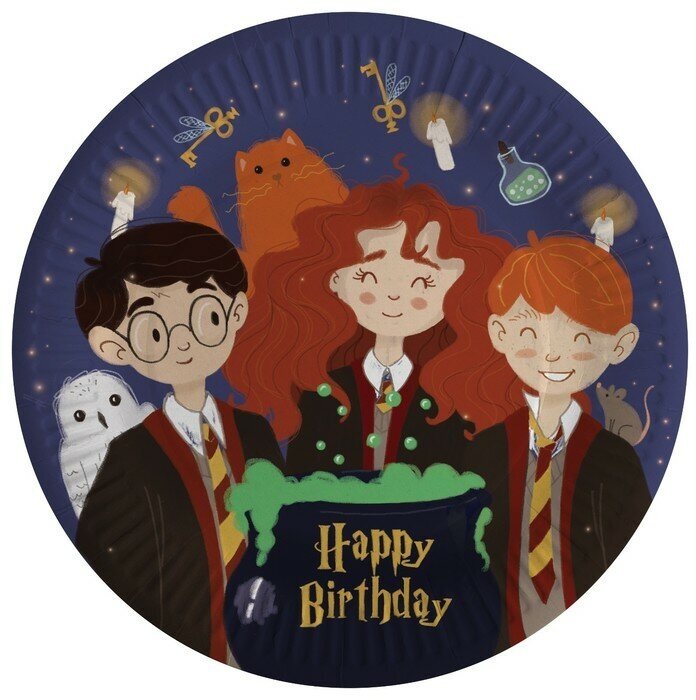 Тарелка бумажная «Волшебники», Happy Birthday, в наборе 6 штук