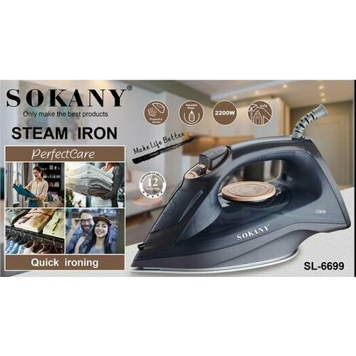 Утюг для одежды Sokany SK-6699 POWERFUL регулятор подачи пара 250мл 2200 Вт керамическое покрытие подошвы black 190000₽