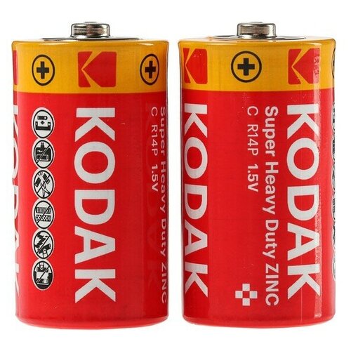 Kodak Батарейка солевая Kodak Extra Heavy Duty, С, R14-2S, 1.5В, спайка, 2 шт.