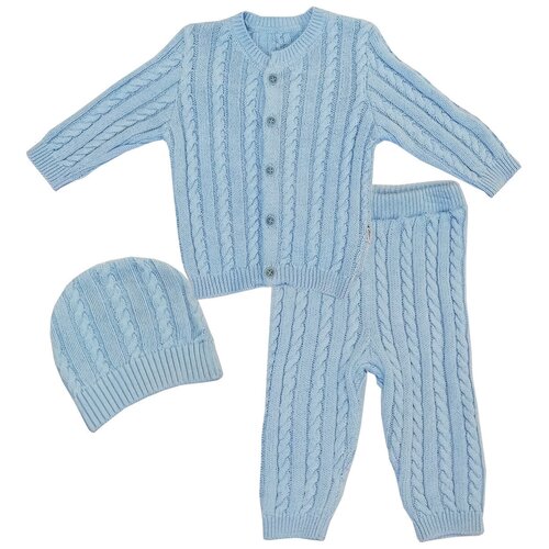 Комплект одежды  Папитто детский, брюки и шапка, размер 74, голубой