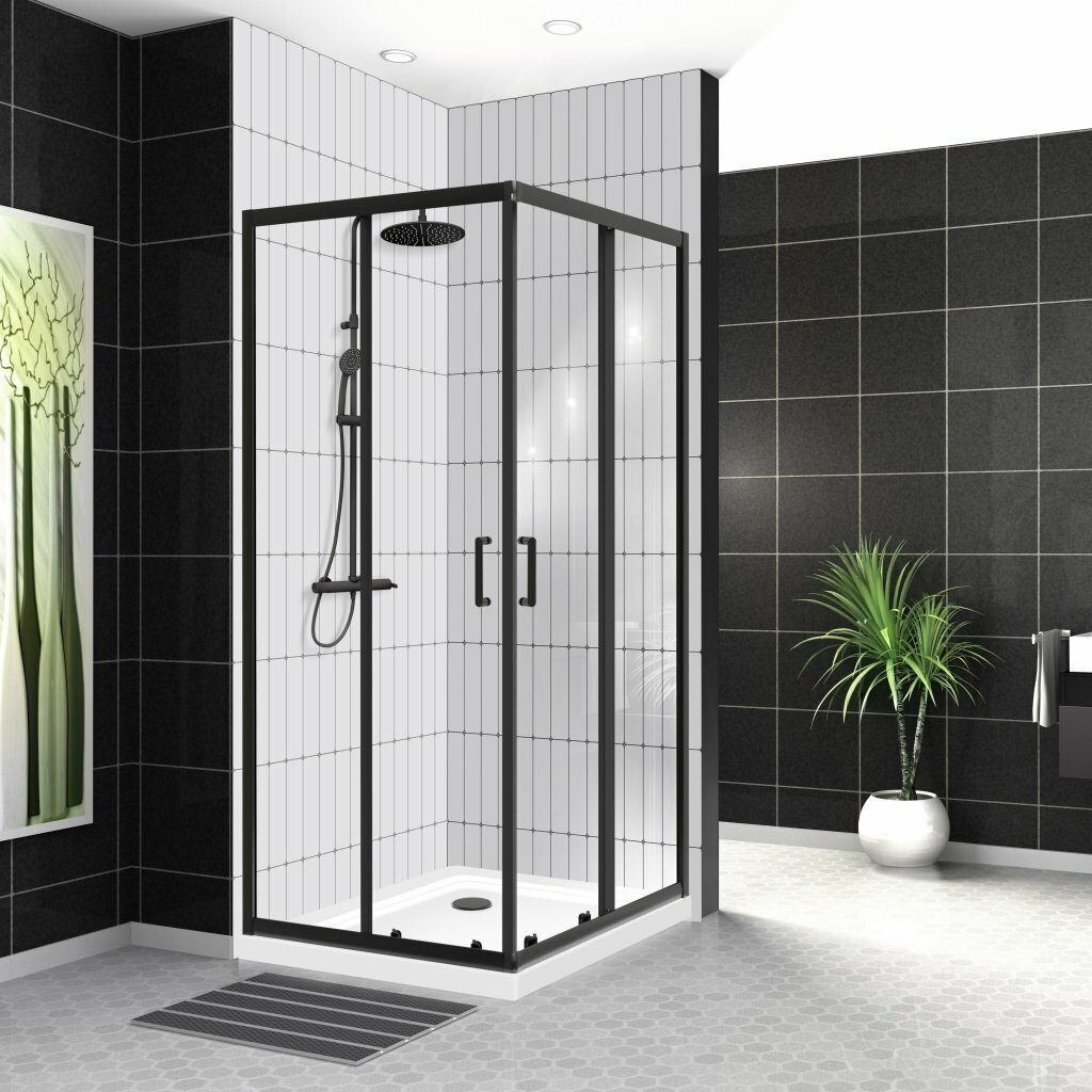 Душевой уголок BelBagno UNO-195-A-2-100-C-NERO 100х100 стекло прозрачное/профиль черный