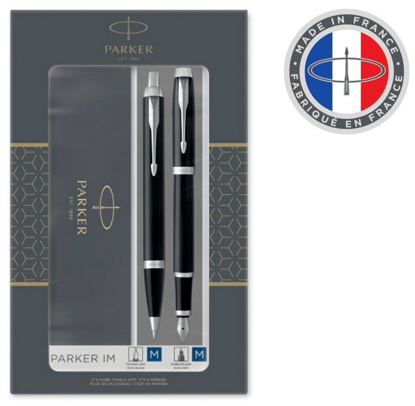 Набор ручек Parker IM Core FK221 (CW2093215) Black CT сталь нержавеющая подарочная коробка ручка перьевая, ручка шариковая