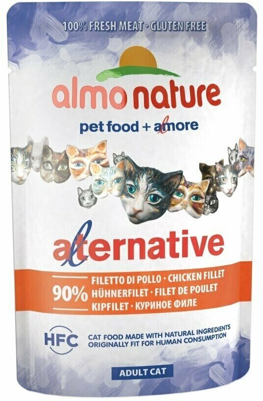 Almo Nature Alternative Паучи для кошек "Куриное филе" 90% мяса (Alternative - Chicken Fillet) 0,055 кг