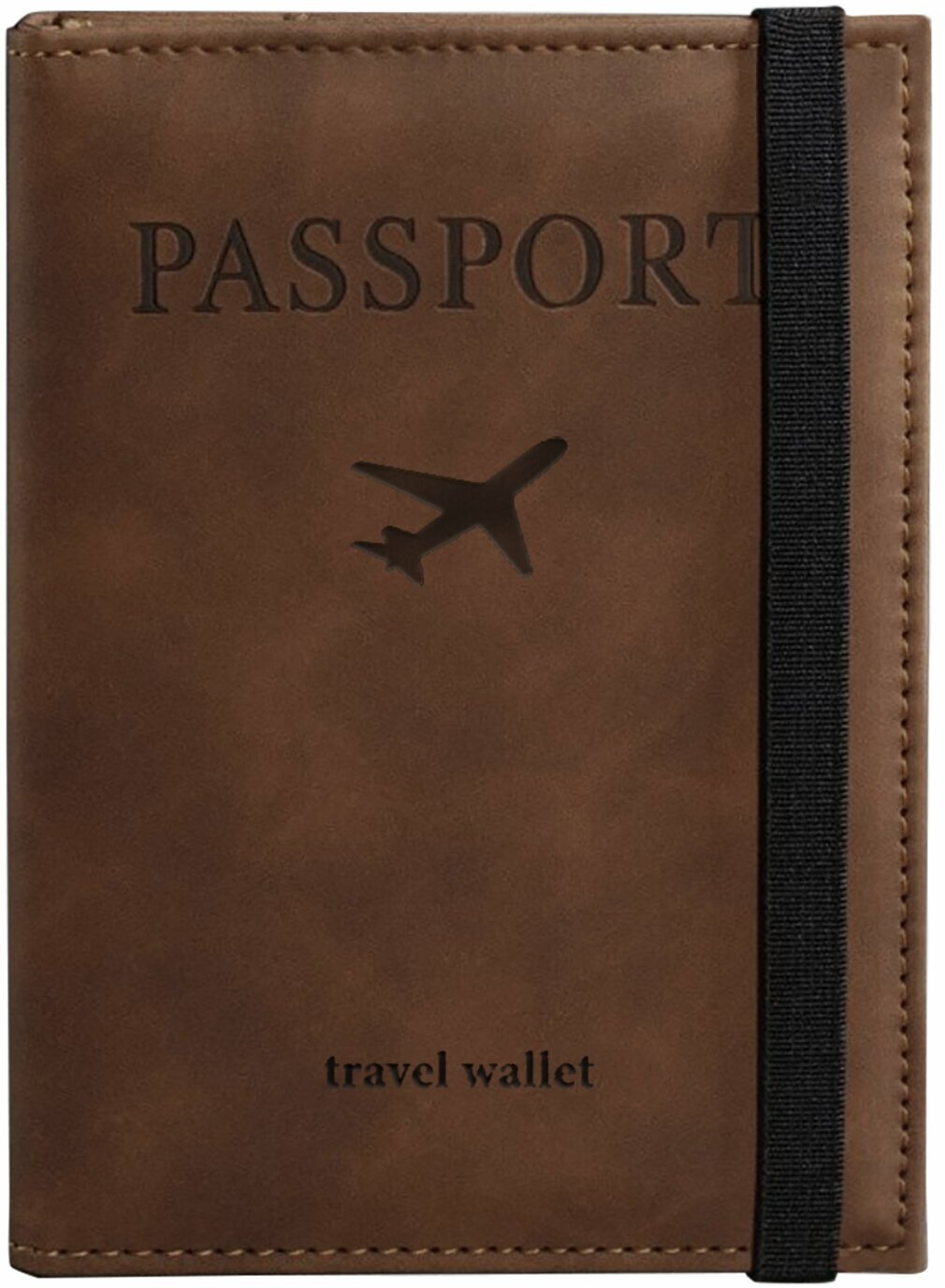 Обложка (чехол) на паспорт и для документов с карманами и резинкой мягкая экокожа Passport коричневая Brauberg 238204