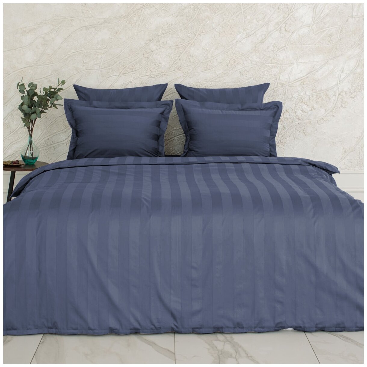Комплект постельного белья La Prima постельное бельё мако-сатин сапфировый, размер Евро (200x220см)