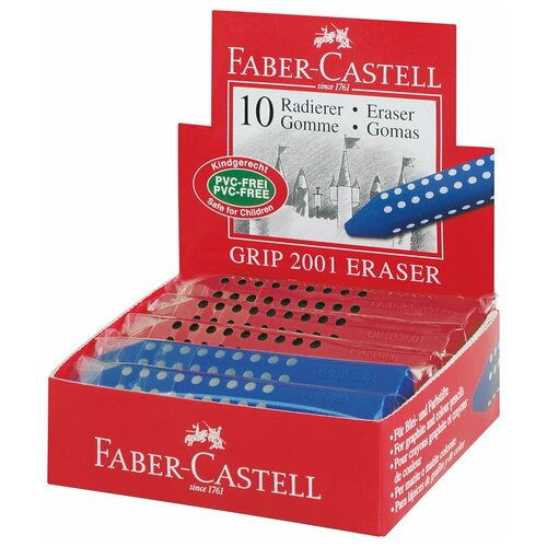 Faber-Castell Набор ластиков Grip 2001, 10 шт. синий/красный 10 ластик faber castell grip 2001 трехгранный 90 15 15мм красный синий